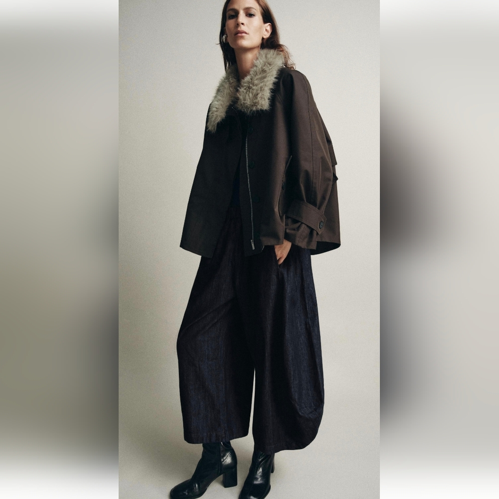 Zara WATER REPELLENT JACKET With Fur (S)